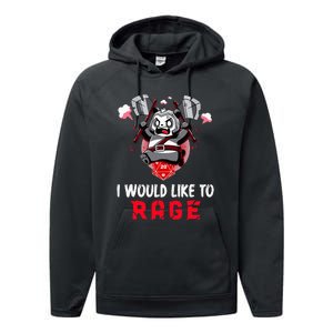 I Would Like To Rage Barbarian Panda Tabletop Gamers Performance Fleece Hoodie