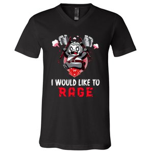 I Would Like To Rage Barbarian Panda Tabletop Gamers V-Neck T-Shirt