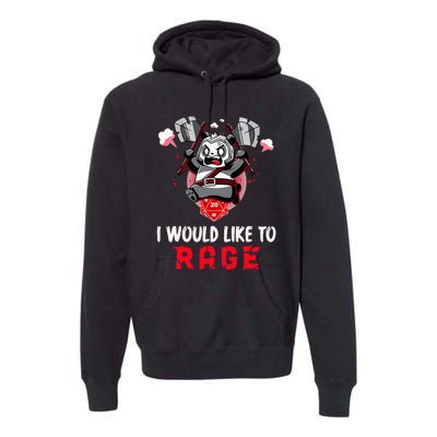 I Would Like To Rage Barbarian Panda Tabletop Gamers Premium Hoodie