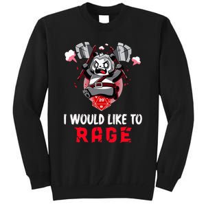 I Would Like To Rage Barbarian Panda Tabletop Gamers Tall Sweatshirt