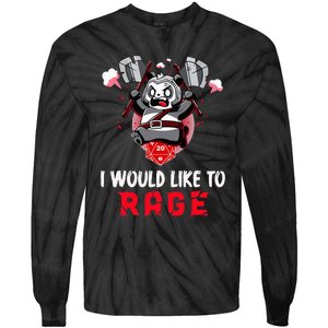 I Would Like To Rage Barbarian Panda Tabletop Gamers Tie-Dye Long Sleeve Shirt