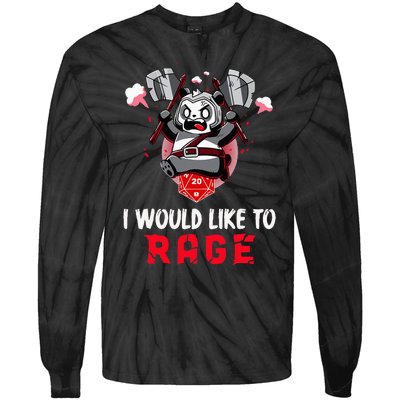 I Would Like To Rage Barbarian Panda Tabletop Gamers Tie-Dye Long Sleeve Shirt