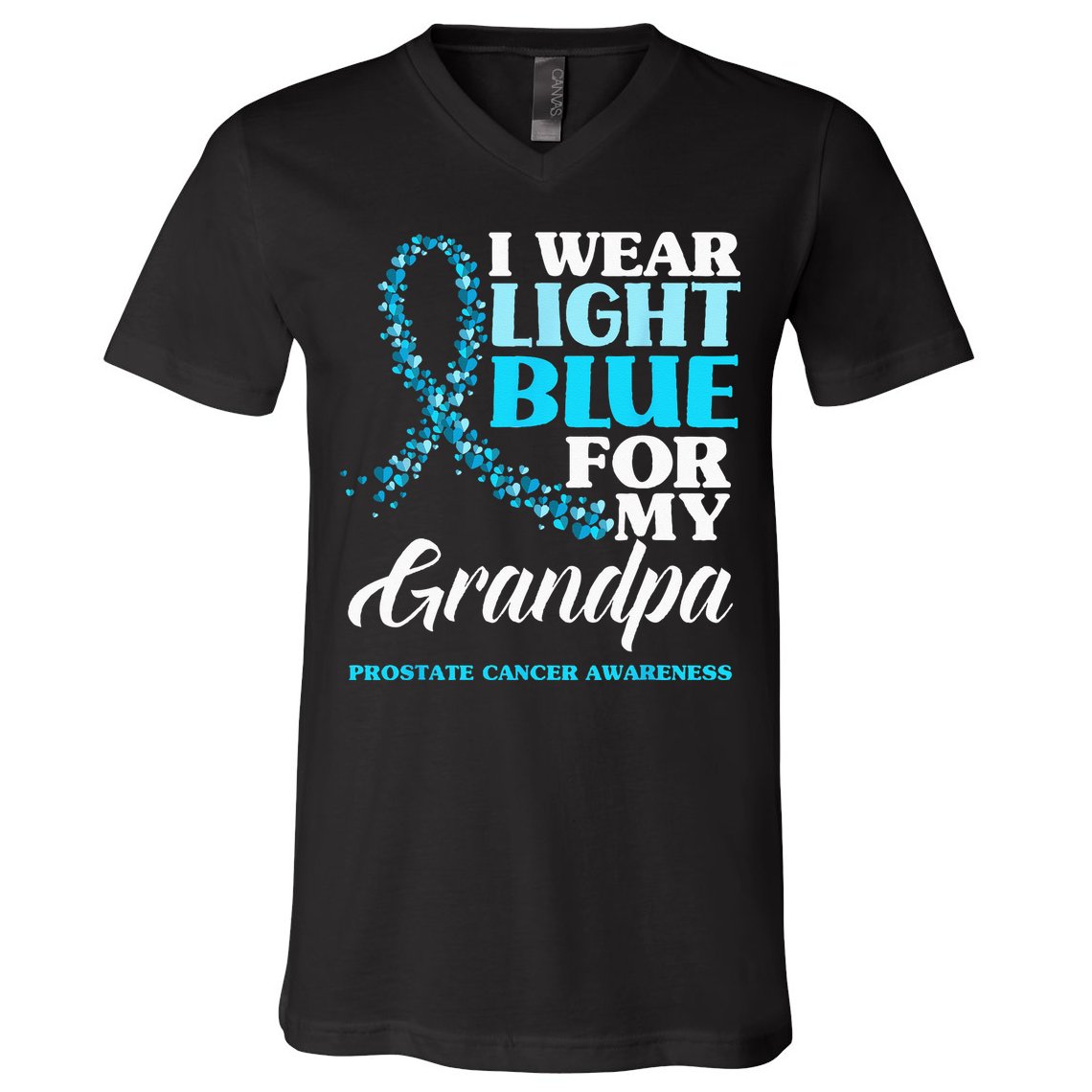 I Wear Light Blue For My Grandpa Prostate Cancer Awareness V-Neck T-Shirt