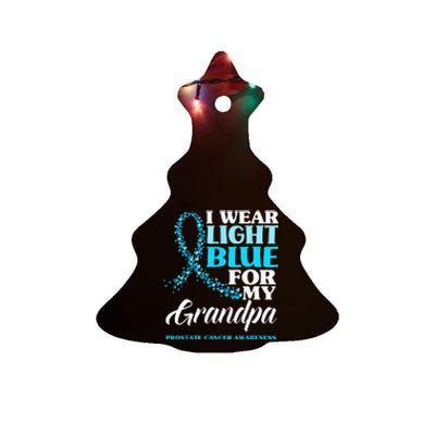 I Wear Light Blue For My Grandpa Prostate Cancer Awareness Ceramic Tree Ornament