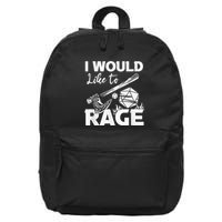 I Would Like To Rage Tabletop B.Arbarian Role Play Ttrpg Rpg 16 in Basic Backpack