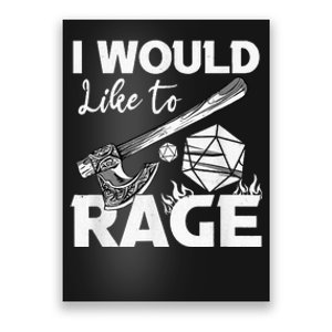 I Would Like To Rage Tabletop B.Arbarian Role Play Ttrpg Rpg Poster