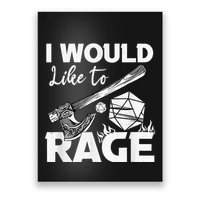 I Would Like To Rage Tabletop B.Arbarian Role Play Ttrpg Rpg Poster