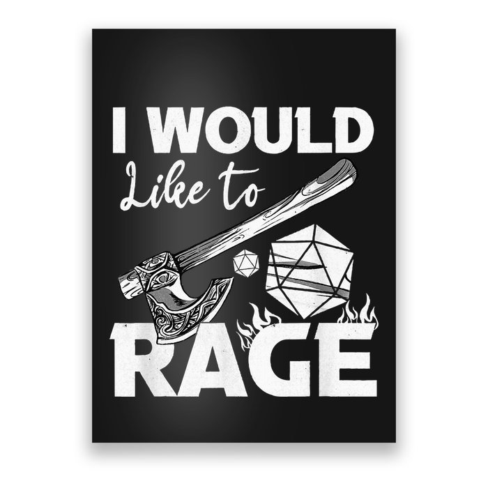 I Would Like To Rage Tabletop B.Arbarian Role Play Ttrpg Rpg Poster