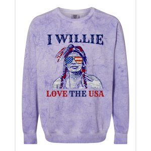 I Willie Love The Usa Meaningful Gift Proud American Funny 4th Of July Cool Gift Colorblast Crewneck Sweatshirt