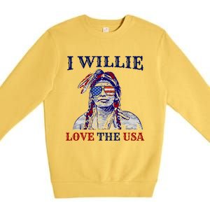 I Willie Love The Usa Meaningful Gift Proud American Funny 4th Of July Cool Gift Premium Crewneck Sweatshirt