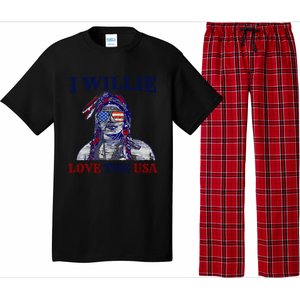 I Willie Love The Usa Meaningful Gift Proud American Funny 4th Of July Cool Gift Pajama Set