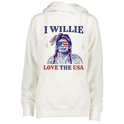 I Willie Love The Usa Gift Proud American Funny 4th Of July Cool Gift Womens Funnel Neck Pullover Hood