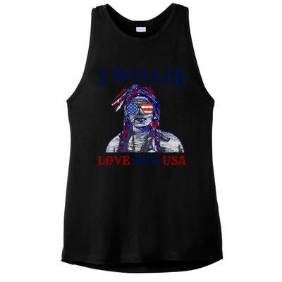 I Willie Love The Usa Great Gift Proud American Funny 4th Of July Cool Gift Ladies PosiCharge Tri-Blend Wicking Tank