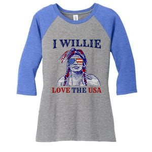 I Willie Love The Usa Great Gift Proud American Funny 4th Of July Cool Gift Women's Tri-Blend 3/4-Sleeve Raglan Shirt