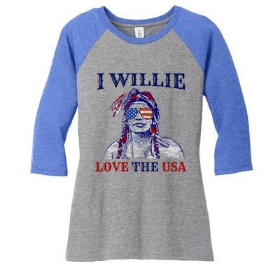 I Willie Love The Usa Great Gift Proud American Funny 4th Of July Cool Gift Women's Tri-Blend 3/4-Sleeve Raglan Shirt