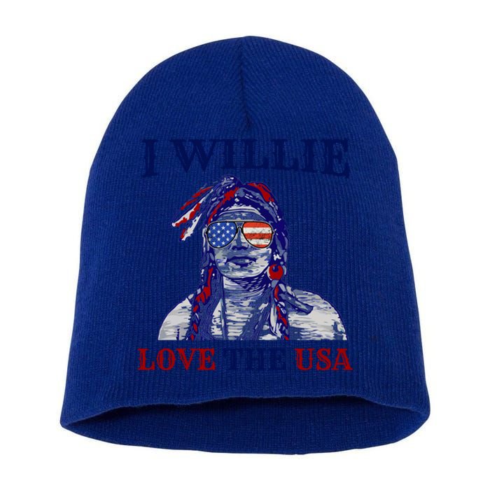 I Willie Love The Usa Great Gift Proud American Funny 4th Of July Cool Gift Short Acrylic Beanie