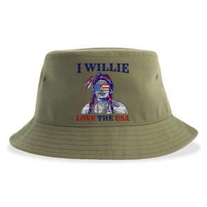 I Willie Love The Usa Great Gift Proud American Funny 4th Of July Cool Gift Sustainable Bucket Hat