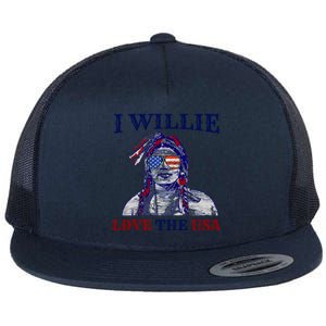 I Willie Love The Usa Great Gift Proud American Funny 4th Of July Cool Gift Flat Bill Trucker Hat