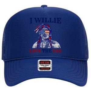 I Willie Love The Usa Great Gift Proud American Funny 4th Of July Cool Gift High Crown Mesh Back Trucker Hat