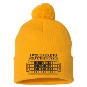 I Would Like To Solve The Puzzle Fuck The Patriarchy Pom Pom 12in Knit Beanie