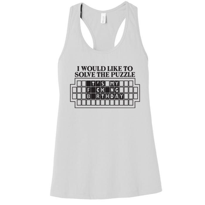 I Would Like To Solve The Puzzle Fuck The Patriarchy Women's Racerback Tank