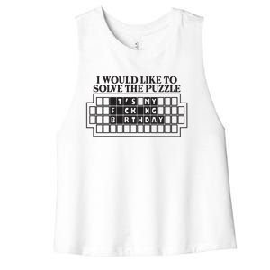 I Would Like To Solve The Puzzle Fuck The Patriarchy Women's Racerback Cropped Tank