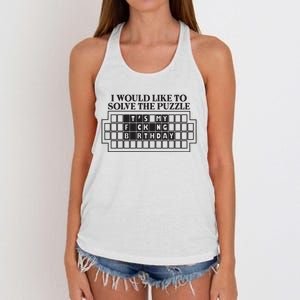 I Would Like To Solve The Puzzle Fuck The Patriarchy Women's Knotted Racerback Tank