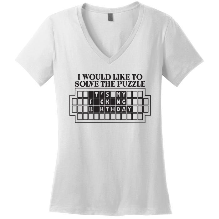 I Would Like To Solve The Puzzle Fuck The Patriarchy Women's V-Neck T-Shirt