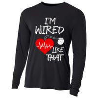 I'm Wired Like That Pacemaker Joke Heart Disease Awareness Funny Gift Cooling Performance Long Sleeve Crew
