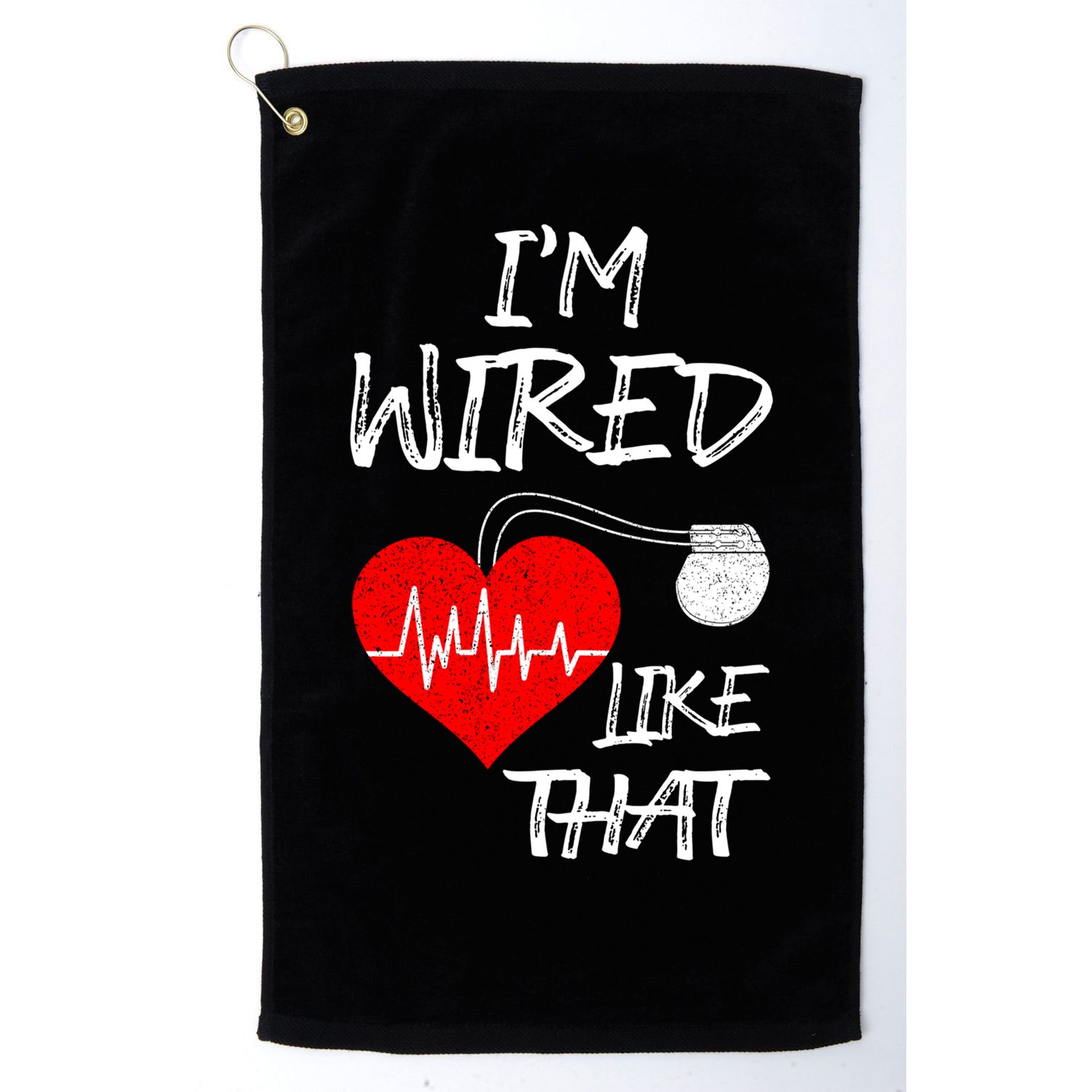 I'm Wired Like That Pacemaker Joke Heart Disease Awareness Funny Gift Golf Towel