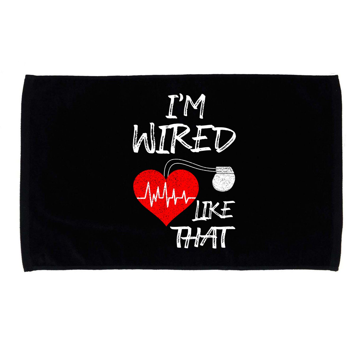 I'm Wired Like That Pacemaker Joke Heart Disease Awareness Funny Gift Microfiber Hand Towel
