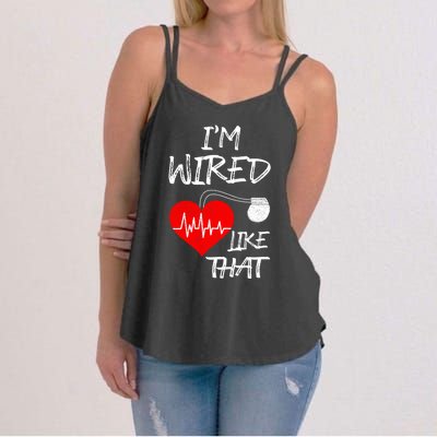 I'm Wired Like That Pacemaker Joke Heart Disease Awareness Funny Gift Women's Strappy Tank