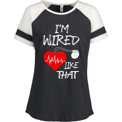 I'm Wired Like That Pacemaker Joke Heart Disease Awareness Funny Gift Enza Ladies Jersey Colorblock Tee