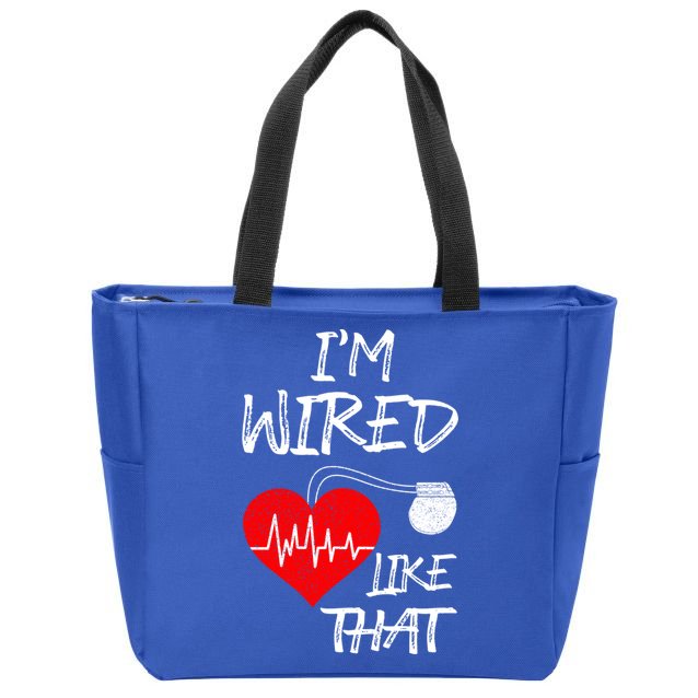 I'm Wired Like That Pacemaker Joke Heart Disease Awareness Funny Gift Zip Tote Bag