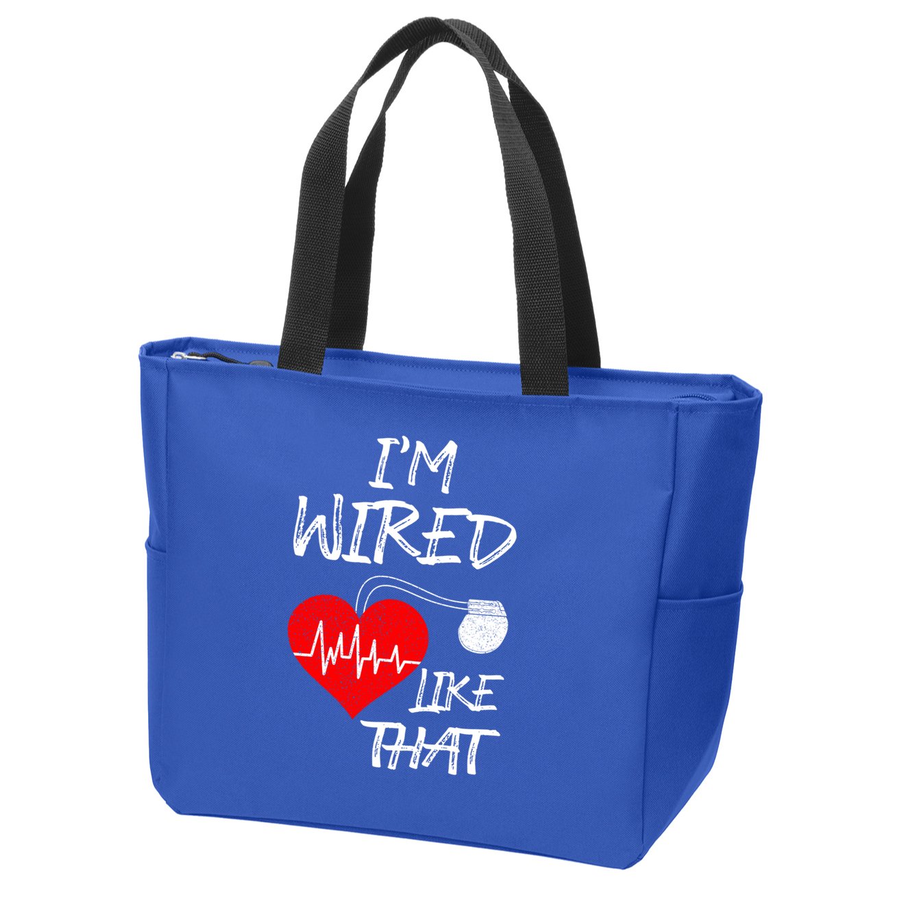 I'm Wired Like That Pacemaker Joke Heart Disease Awareness Funny Gift Zip Tote Bag