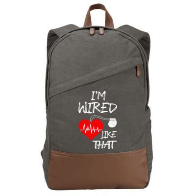 I'm Wired Like That Pacemaker Joke Heart Disease Awareness Funny Gift Cotton Canvas Backpack