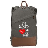 I'm Wired Like That Pacemaker Joke Heart Disease Awareness Funny Gift Cotton Canvas Backpack