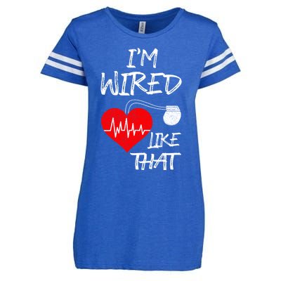 I'm Wired Like That Pacemaker Joke Heart Disease Awareness Funny Gift Enza Ladies Jersey Football T-Shirt