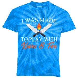 I Was Made To Play With Knives And Fire Funny Chef Costume Gift Kids Tie-Dye T-Shirt