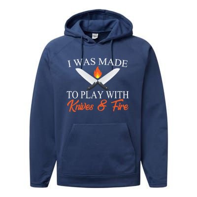 I Was Made To Play With Knives And Fire Funny Chef Costume Gift Performance Fleece Hoodie