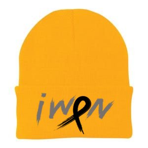 I Won Melanoma Skin Cancer Awareness Ribbon Support Gift Knit Cap Winter Beanie