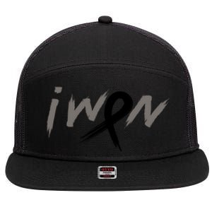 I Won Melanoma Skin Cancer Awareness Ribbon Support Gift 7 Panel Mesh Trucker Snapback Hat