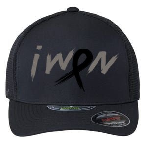 I Won Melanoma Skin Cancer Awareness Ribbon Support Gift Flexfit Unipanel Trucker Cap