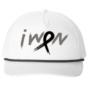 I Won Melanoma Skin Cancer Awareness Ribbon Support Gift Snapback Five-Panel Rope Hat