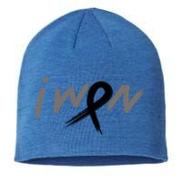 I Won Melanoma Skin Cancer Awareness Ribbon Support Gift Sustainable Beanie