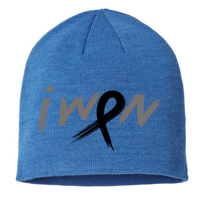 I Won Melanoma Skin Cancer Awareness Ribbon Support Gift Sustainable Beanie