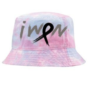 I Won Melanoma Skin Cancer Awareness Ribbon Support Gift Tie-Dyed Bucket Hat