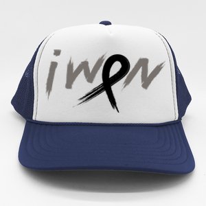 I Won Melanoma Skin Cancer Awareness Ribbon Support Gift Trucker Hat