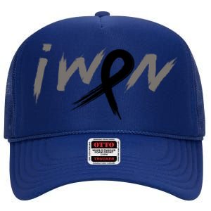 I Won Melanoma Skin Cancer Awareness Ribbon Support Gift High Crown Mesh Back Trucker Hat