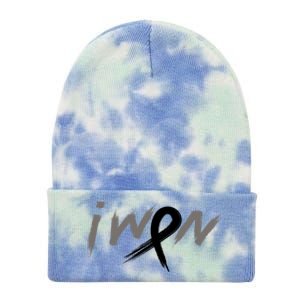 I Won Melanoma Skin Cancer Awareness Ribbon Support Gift Tie Dye 12in Knit Beanie